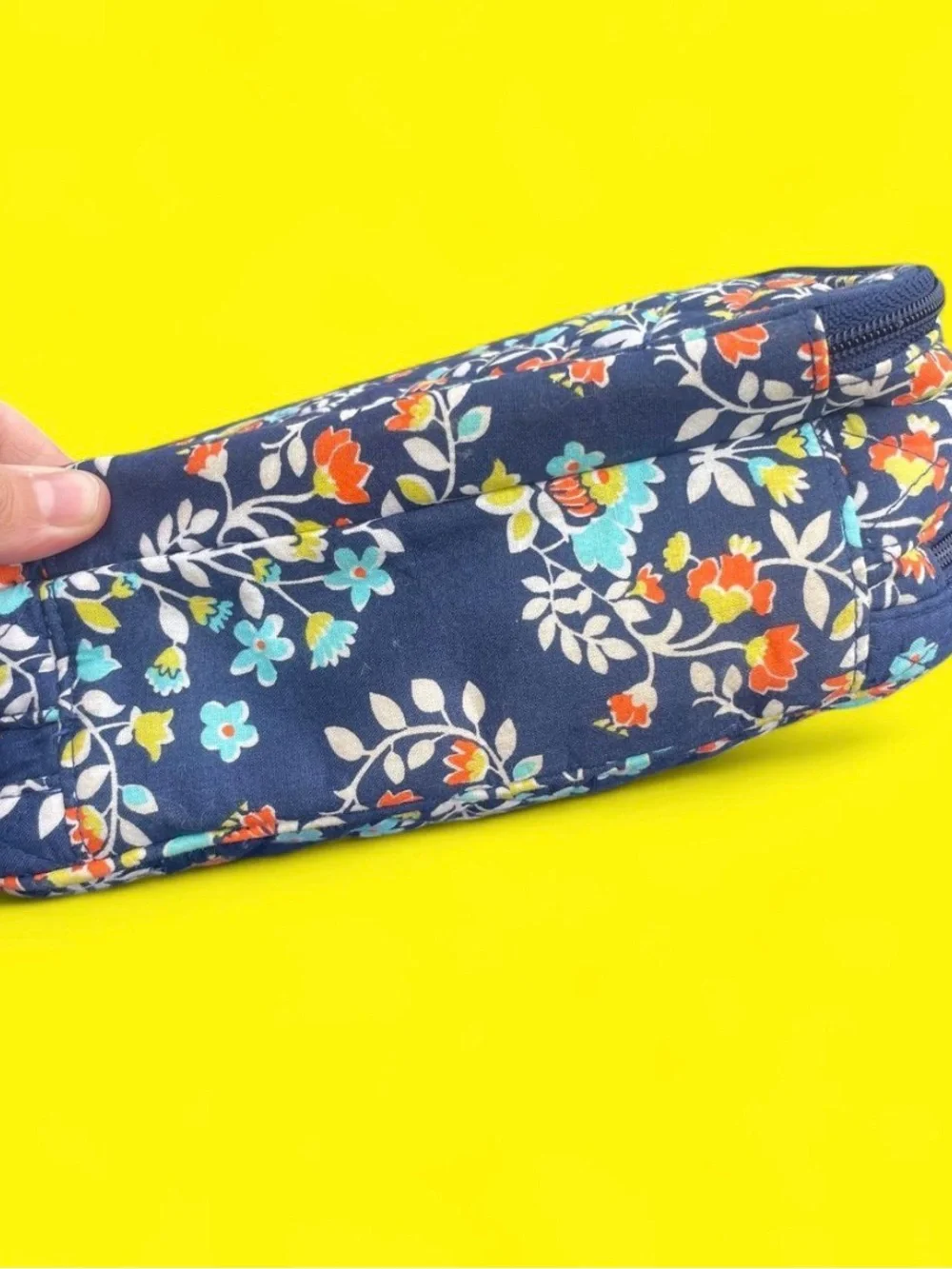 Vera Bradley Chandelier Floral Navy Double Zip Cosmetic Case